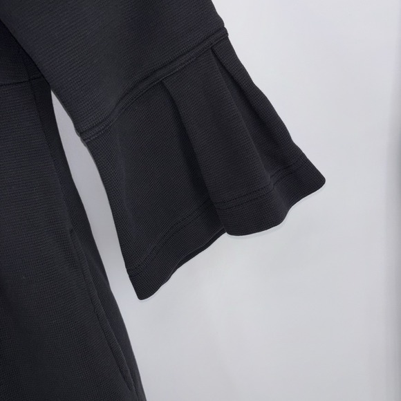 Fumblin Foe Black Coat Jacket Sm Poet Collar‎ Wide Pleated Sleeves Vintage Retro - Picture 8 of 12